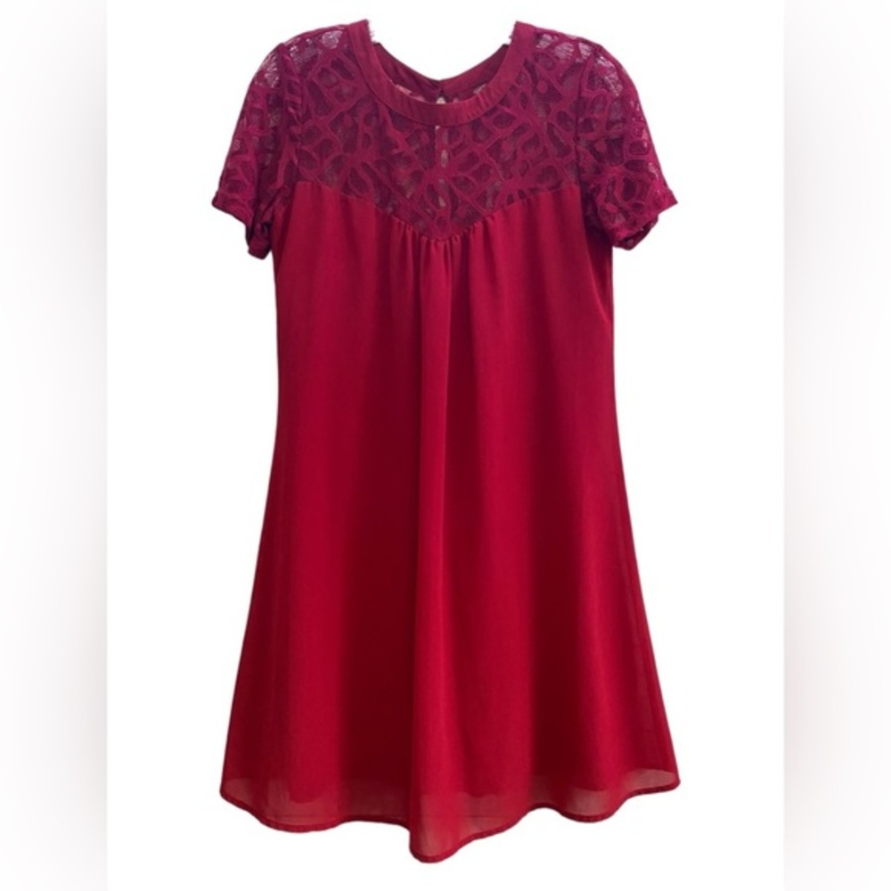 Red Sheath Dress with Lace Detail Size Small